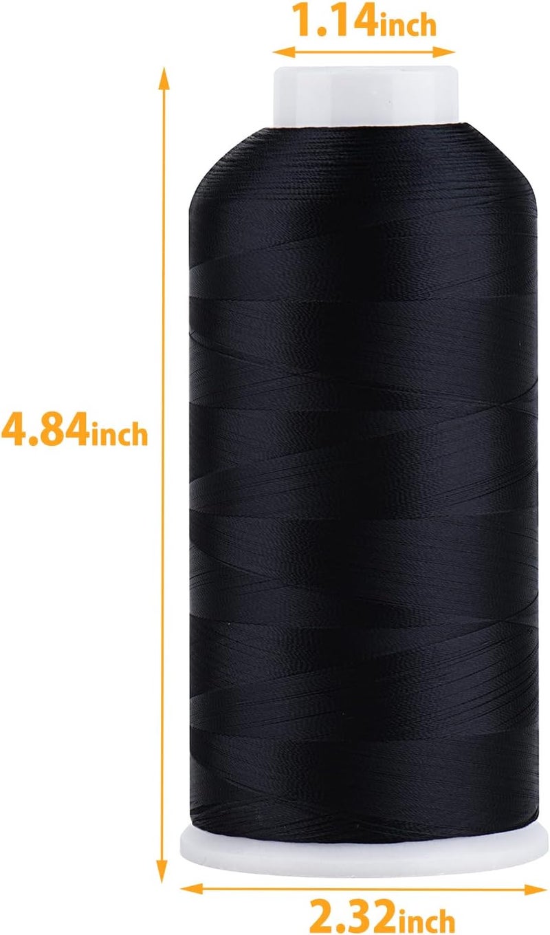 simthread Rayon Embroidery Thread 5500 Yards Huge Spool, 40wt 100% Rayon Viscose for Commercial and Domestic Machines - Black 1000 - Image 1
